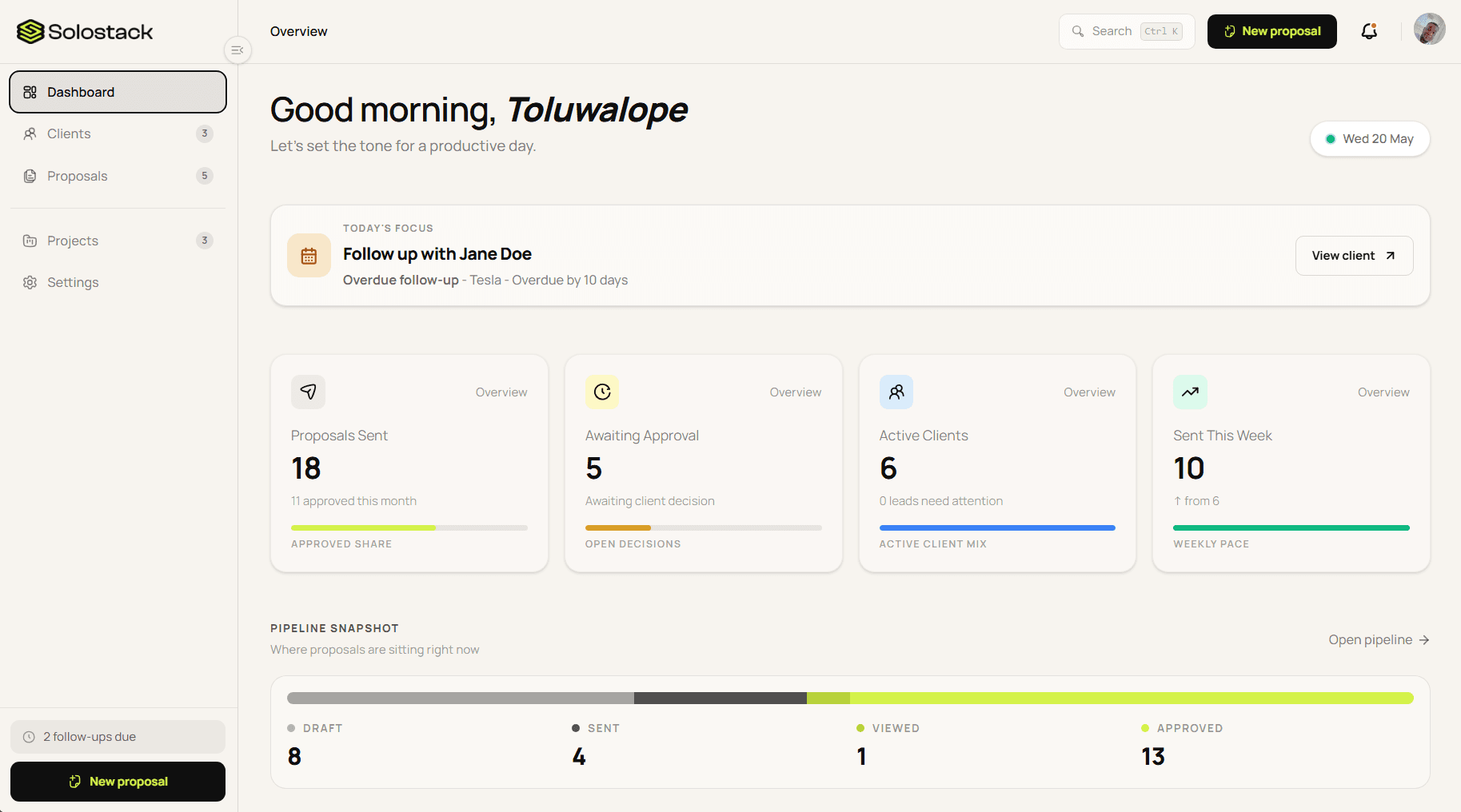 SoloStack Dashboard