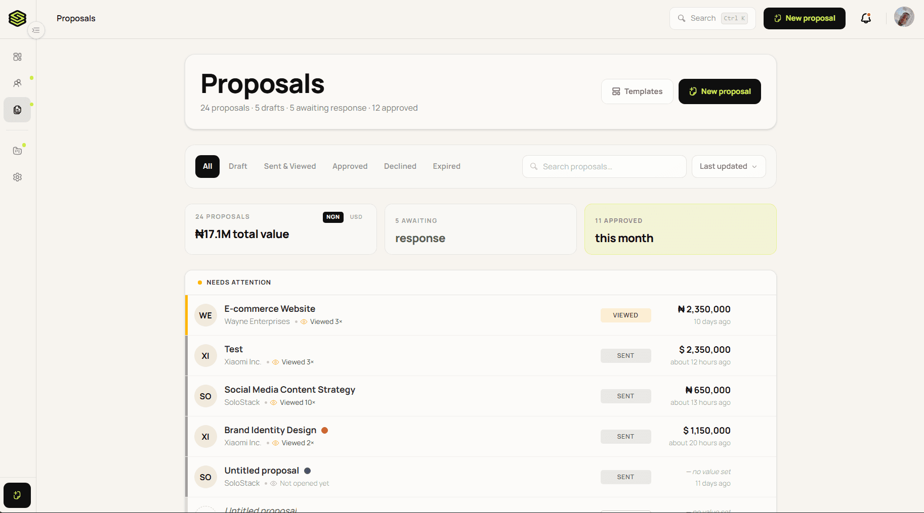 SoloStack Proposals